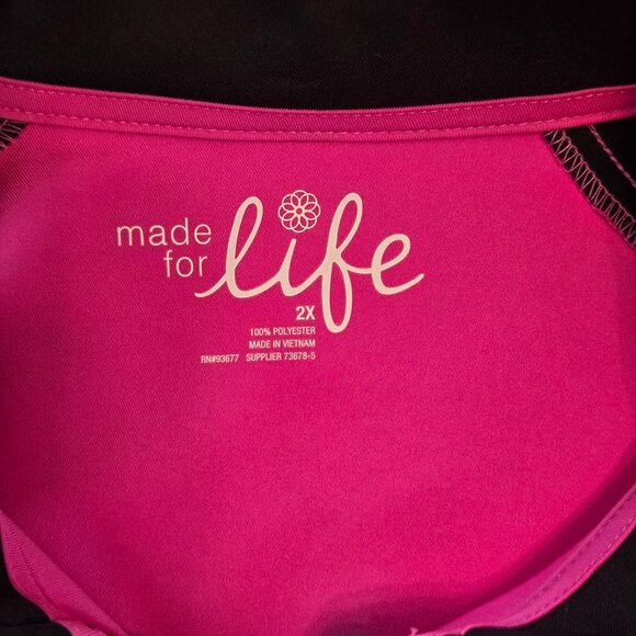 NWT -  Made for Life Women's Full-Zip Active Jacket, 2X, Rose Valley Pink/Black - Picture 4 of 12
